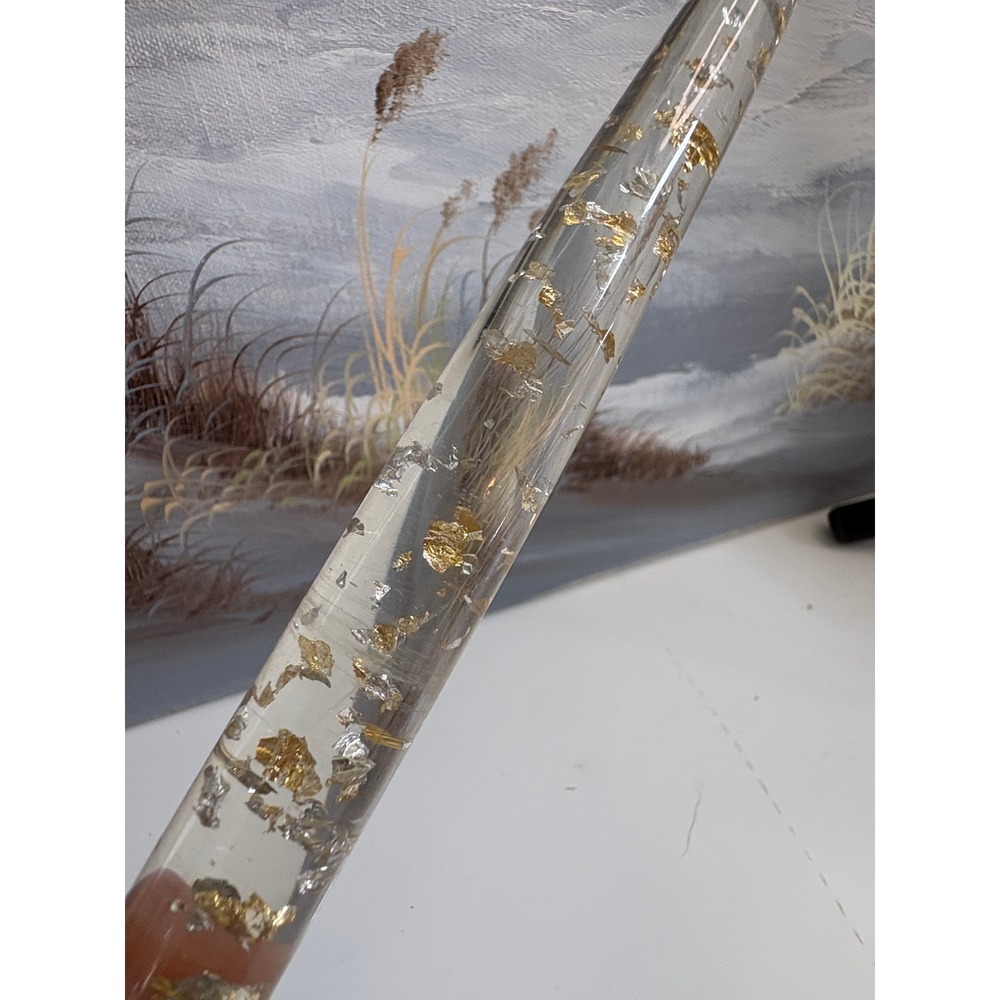 Vintage D.H. Lindberg Handcrafted Gold Silver Flake Acrylic Taper Candle 10.5" - Picture 2 of 10